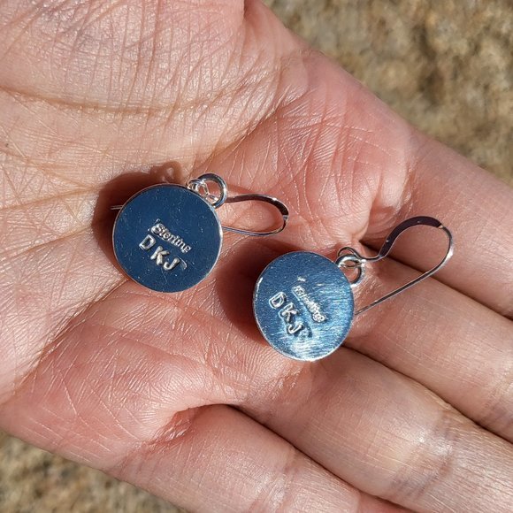 Native American Zuni Women's Sun Face Handmade Dangle Earrings Sterling Silver - Picture 6 of 6